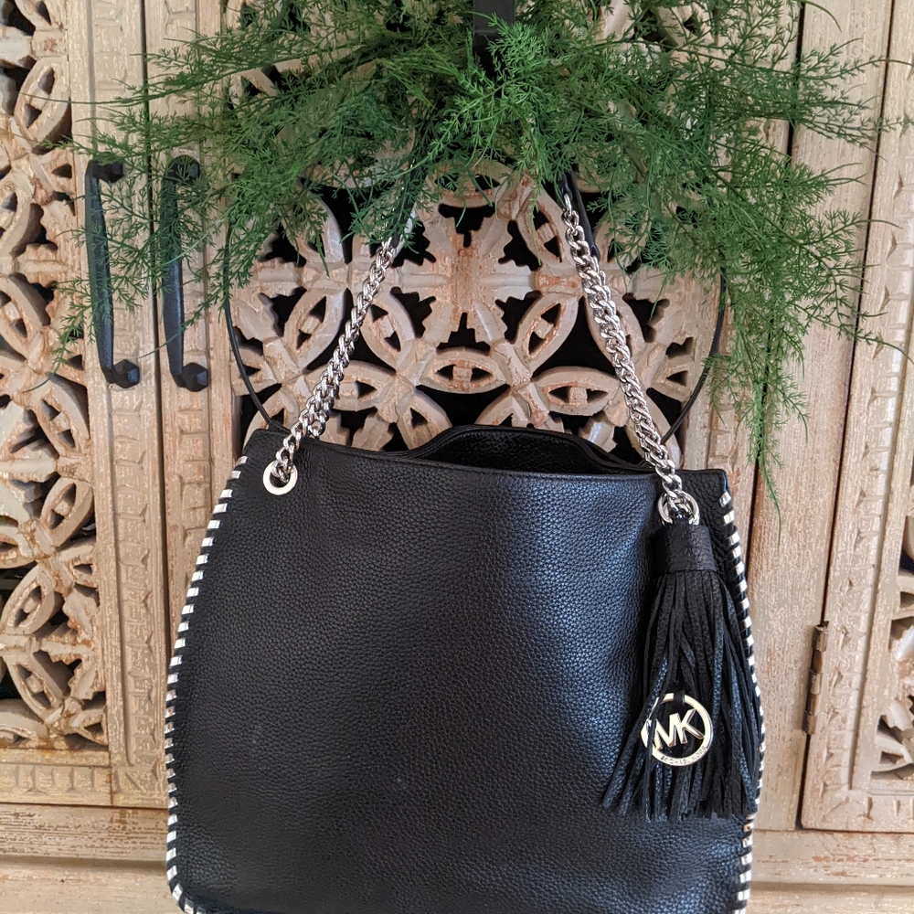 Michael Kors Bag black pebble leather w/silver hardware 14X12
